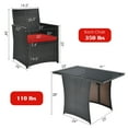 thumbnail image 2 of Gymax 3PCS Patio Wicker Bistro Set PE Rattan Dining Table Set w/ Red Cushions, 2 of 10