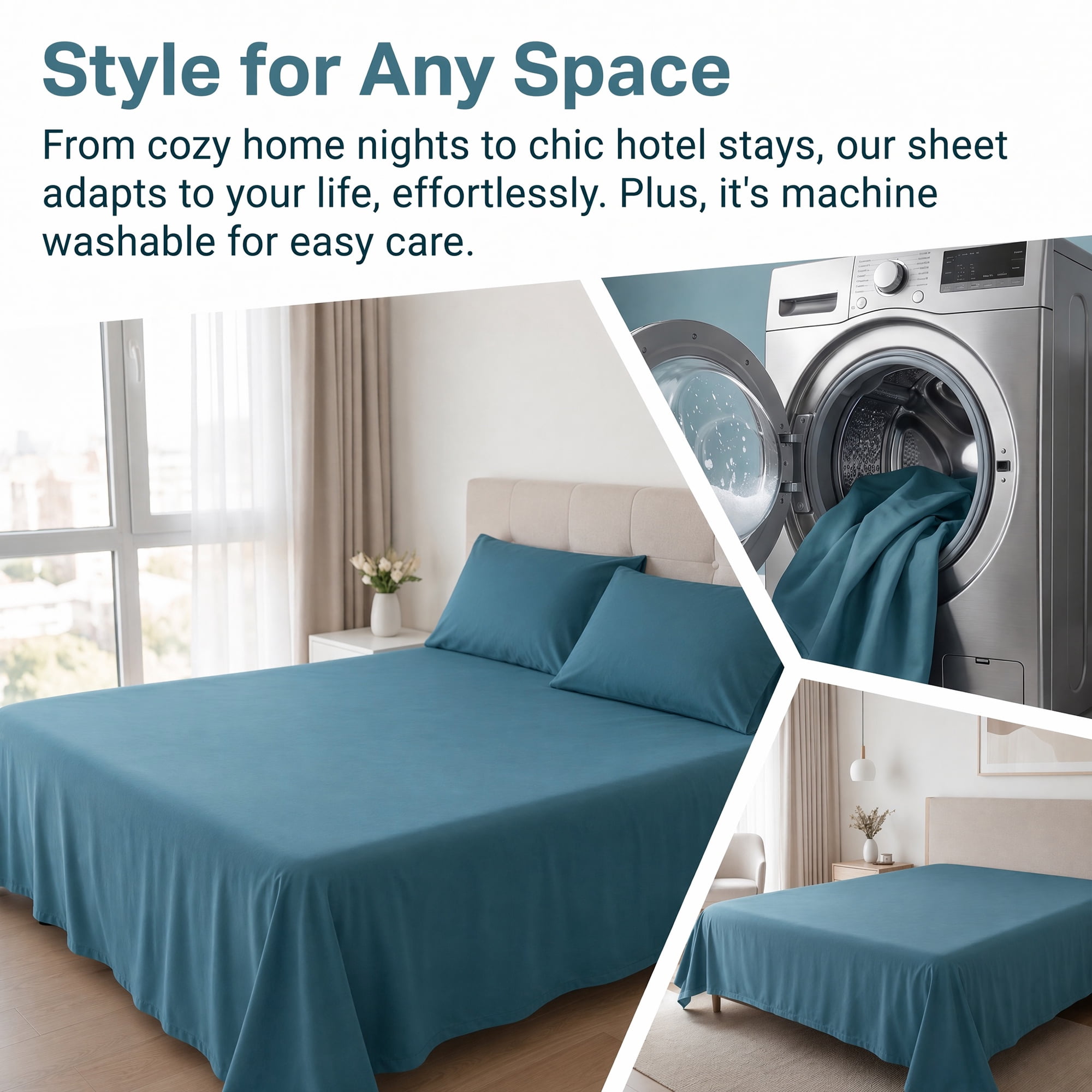 Unique Bargains Microfiber Ice Bed Sheet Flat Sheet Bedding for Bedroom Dark blue 91"x96"