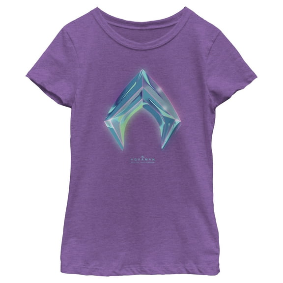 Girl's Aquaman and the Lost Kingdom Shiny Emblem  Graphic Tee Purple Berry Large