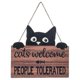 thumbnail image 1 of Suitable for Funny Cats Welcome Sign, Cats Welcome People Tolerated Kitten Wooden Plaque, Black Cats Wall Decor, 1 of 5