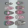 thumbnail image 1 of Artificial Nail Set of 24 with 3D Texture Silver Frozens Butterfly Pearls Shimmers Finish for Party Glamours, 1 of 4