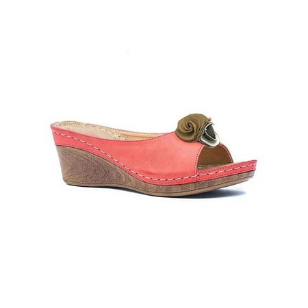 

SIMANLAN Ladies Sandal Summer Slippers Beach Wedge Sandals Women Non-Slip Slides Womens Flower Shoes Pink 8.5