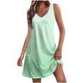 thumbnail image 1 of Vestido de Verano para las Mujeres de Moda Impresión de Bolsillo sin Mangas Cuello en V, Vestido Casual para la Playa Y el Uso Diario, 1 of 1