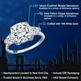 thumbnail image 2 of Gem Stone King 10K White Gold White Moissanite and Lab Grown Diamond Engagement Ring for Women | 5.74 Cttw | Cushion 10MM | Gemstone Birthstone | Size 9, 2 of 6