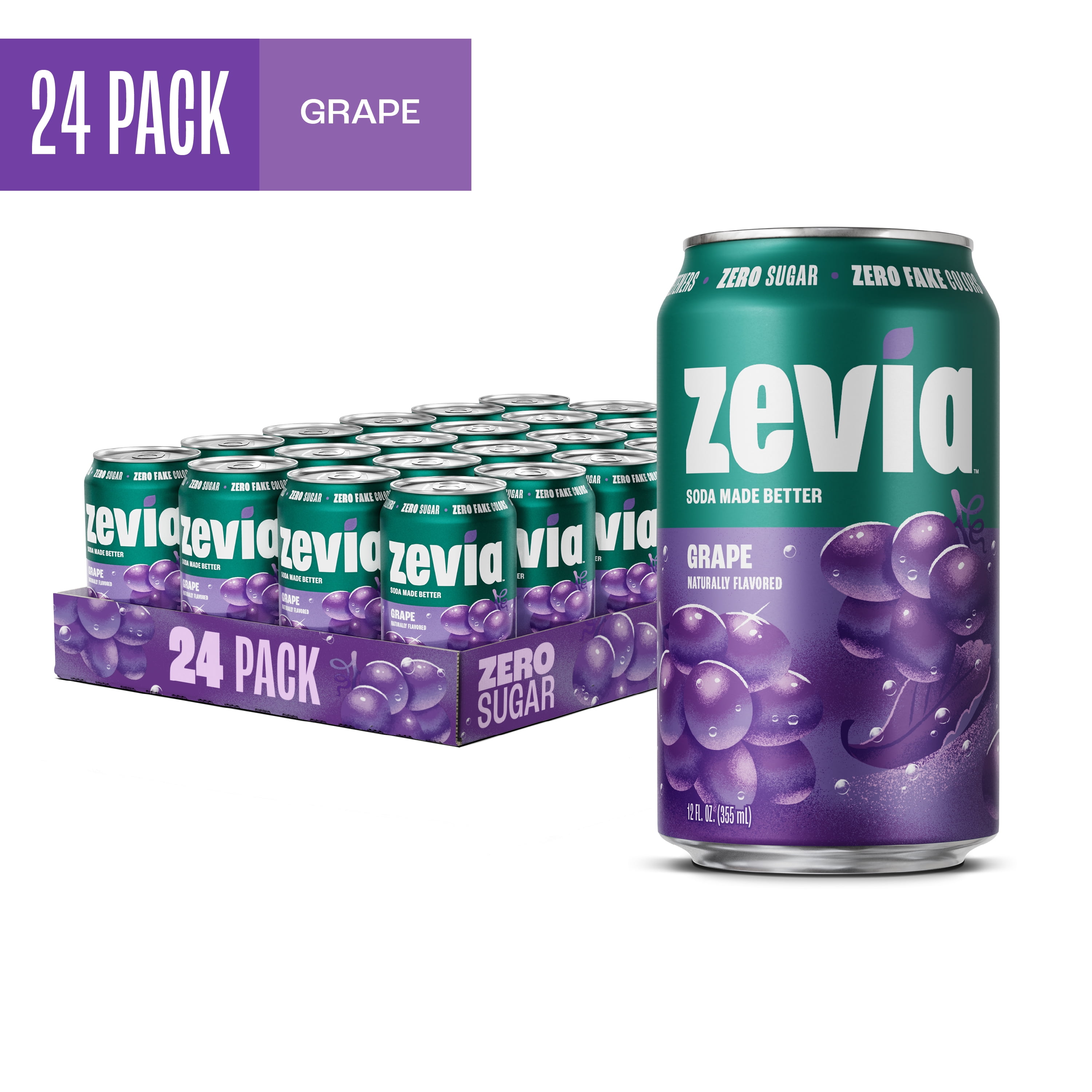 Zevia Zero Sugar, Caffeine-Free Black Cherry Soda, 12 Fl Oz (Pack