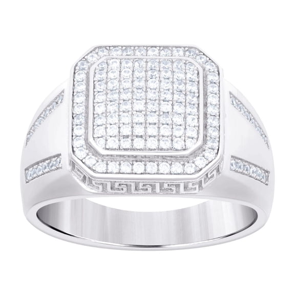 925 Sterling Silver Mens Cubic Zirconia Fashion Ring 15x4.5mm Wide Size 9 Ring for Men - 10.1 Grams