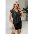 thumbnail image 6 of V Neck Sequin Short Sleeve Tops for Women Elastic Sparkly Tank Top, 6 of 8