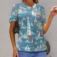 thumbnail image 3 of Lighthouse Coastal Scene-3 Women's Short Sleeve Tops Casual Blouses T Shirt, 3 of 7