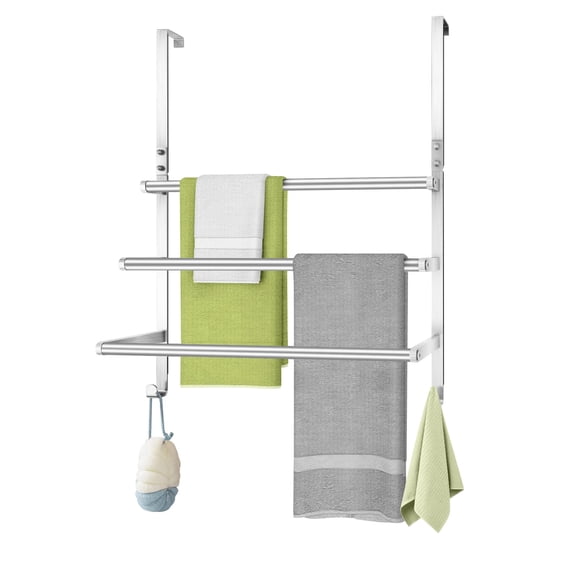 16 Inch Brushed Nickel Over The Door Towel Rack