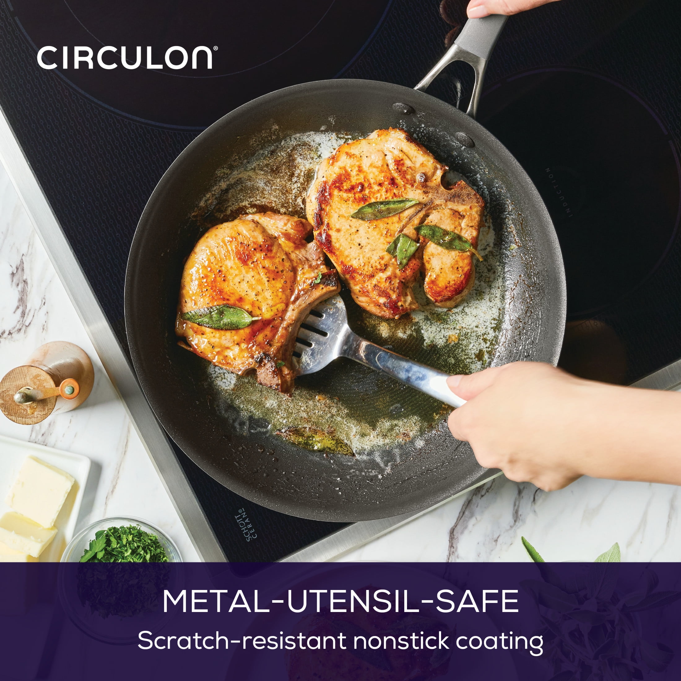  Circulon A1 Series with ScratchDefense Technology Nonstick  Induction Sauté Pan with Helper Handle and Lid, 5 Quart, Graphite: Home &  Kitchen
