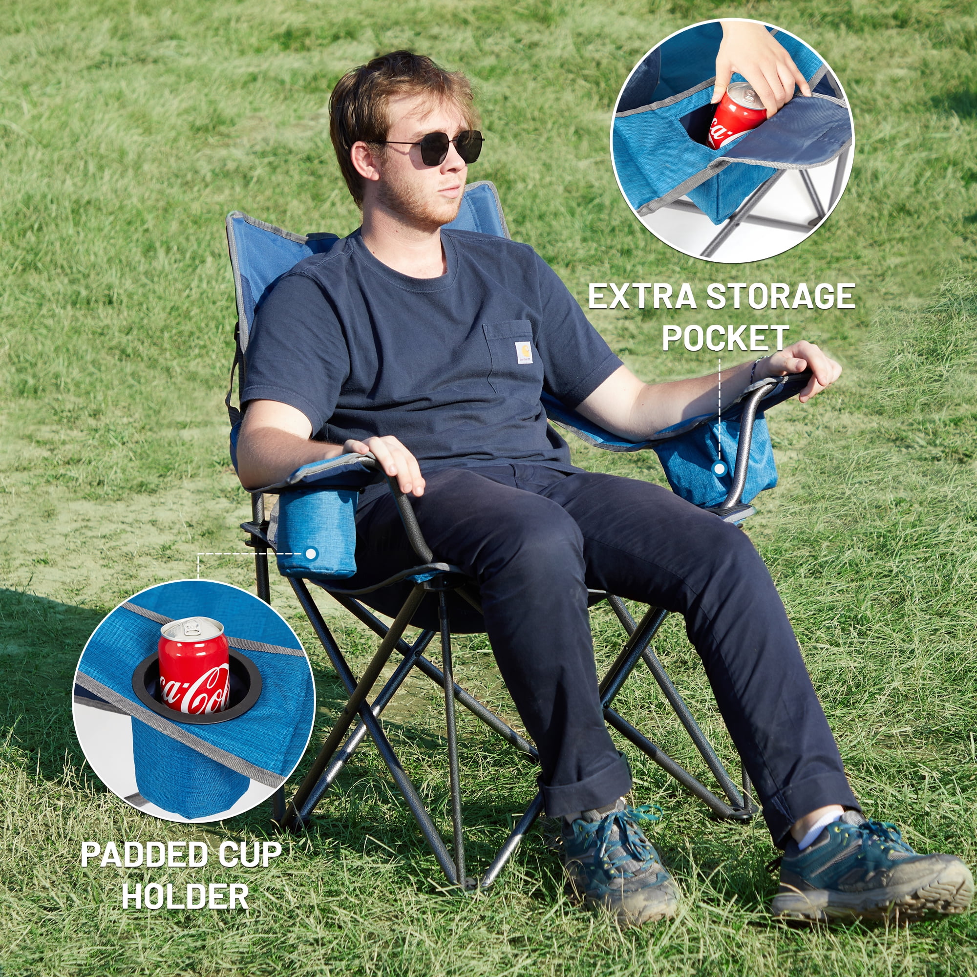 Timber Ridge, Camping Chair, Oversized, Supports 400 lbs, Blue