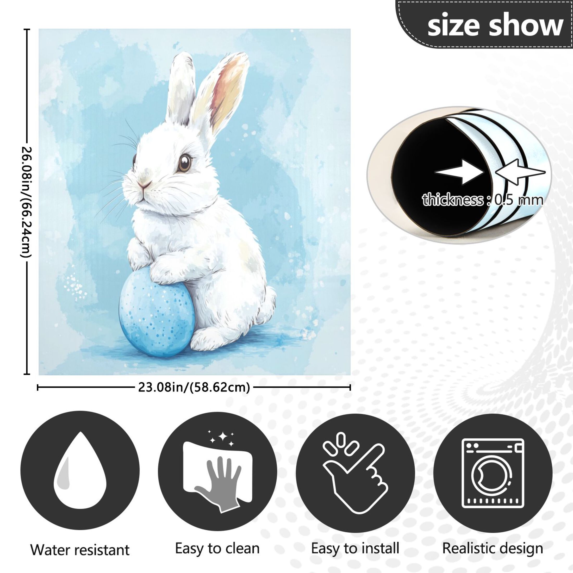 Dishwasher Magnetic Sticker 23x26 Inch Refrigerator Magnetic Sticker Washing Machine Magnetic Sticker Kitchen Panel Magnetic Sticker Home Decor Blue Easter Bunny