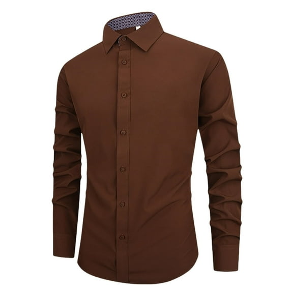 Men's Stretch Formal Dress Shirts, Regular Fit Long Sleeve Business Office Attire Shirts