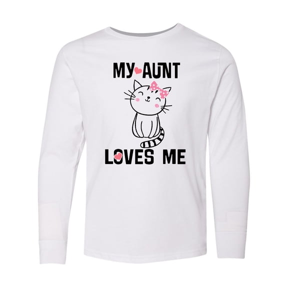 Inktastic My Aunt Loves Me Kitty Long Sleeve Youth T-Shirt