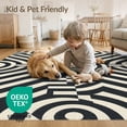 thumbnail image 4 of ODIKA 4'x6' Black Geometric Op Art Washable Area Rug Bold Circular With Modern Graphic Appeal Ornamental Pet Friendly, Non-Shedding for Bedroom, Reading Nook, 4 of 7