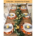 thumbnail image 3 of 13 Inch Round Placemats Set of 6, Orange Geometric Non Slip Heat Insulation PP Table Mats, Black White Striped Abstract Lines Art Washable Place Mats for Kitchen Dining Party Table Decor, 3 of 6