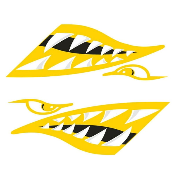 2 Pack Large Mouth Decal Stickers Fishing Boat Graphics Waterproof Yellow 