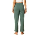 thumbnail image 3 of Pantalones de pijama de algodón para mujer INSPIRE CHIC con cintura elástica, sueltos, pantalones de lounge con bolsillos, pantalones de sudor M Verde, 3 of 6
