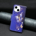 thumbnail image 2 of iPhone 13 Mini Case Cute Embossed Pattern Premium Leather Wallet Cover Flip Stand Credit Card Slots Pocket Holder Magnetic Closure Folio Case for iPhone 13 Mini, Purple Butterfly, 2 of 8