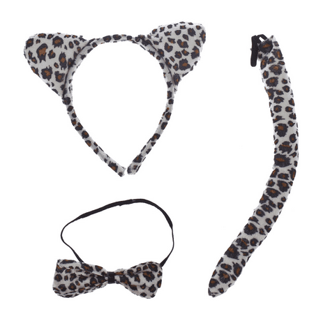 Lux Accessories Halloween Leopard Ear, Bow Tail Accessories Costume Set (3PCS)