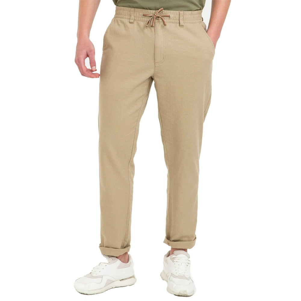 Bossini - bossini Mens Solid Cotton and Linen Blend Pants - Walmart.com - Walmart.com