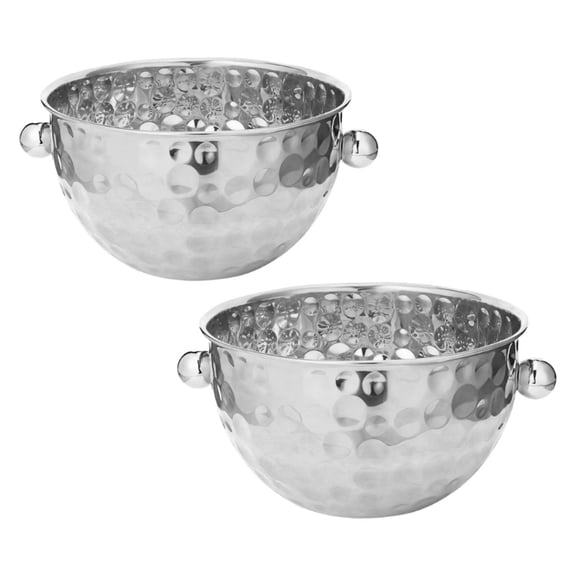 Modern Hammered Metal Ice Buckets Set Of 2 Gift Ice Container Set For Chilling Wine Beer And Cocktails At Gatherings
