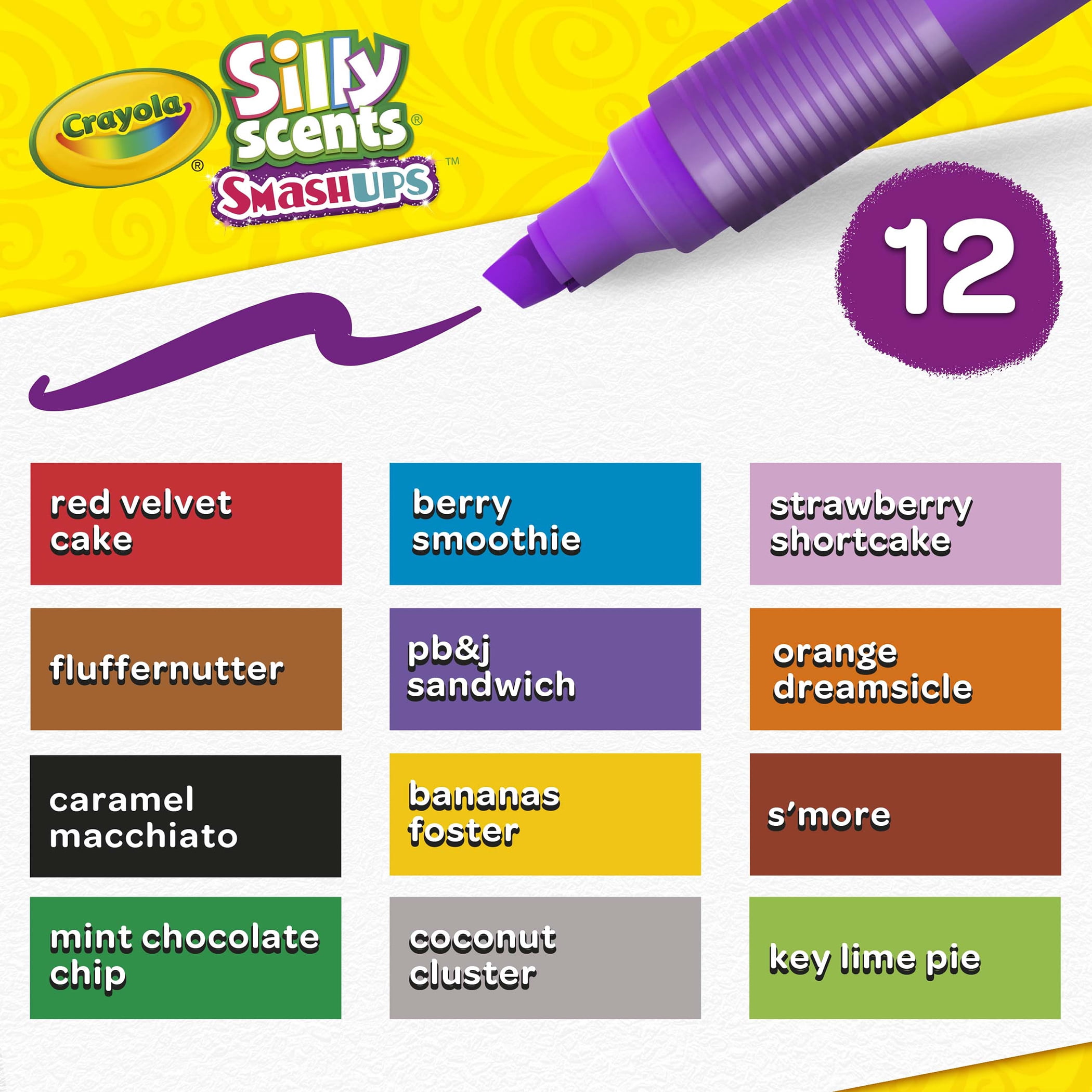 Crayola Wedge Tip Silly Scents Smash Ups Markers, 12 Per Pack, 3 Packs