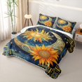 thumbnail image 3 of Homewish Sun Moon Stars Quilt Full, Hippie Galaxy Full Bedspread Sets, 3 Pieces 1 Coverlet and 2 Pillowcases, 3 of 7