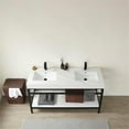 thumbnail image 2 of Funes 60" Double Sink Bathroom Vanity in Matte Black Frame White Top No Mirror, 2 of 8