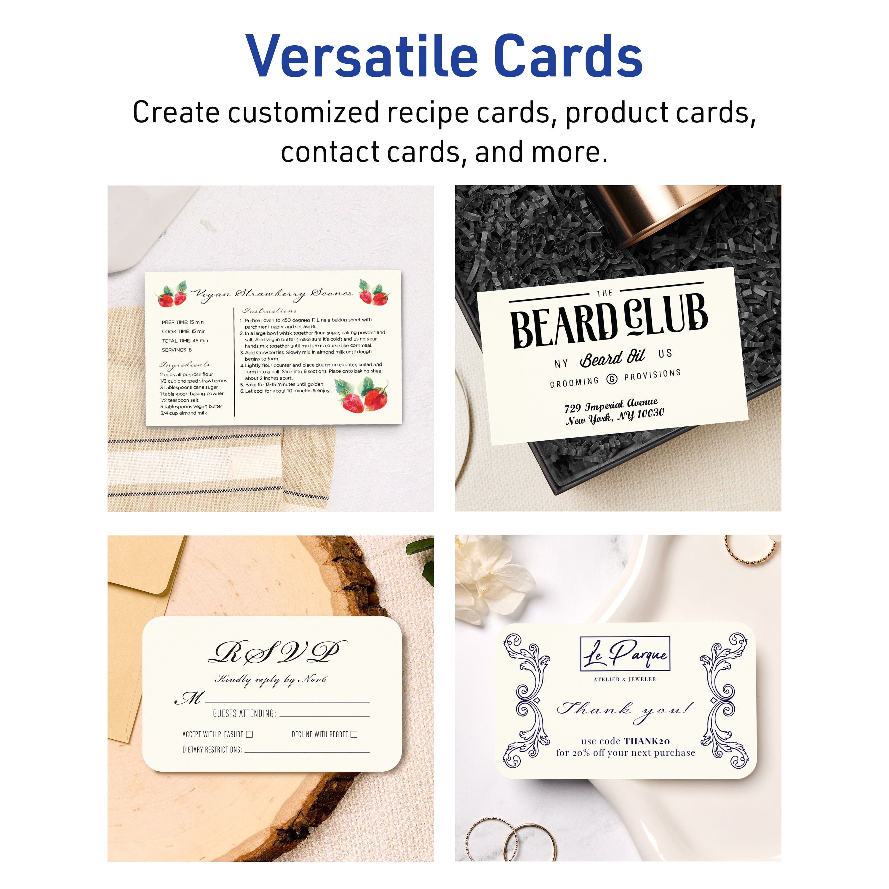 Avery Printable Rectangle Cards, 3" x 5", Matte Ivory, 150ct
