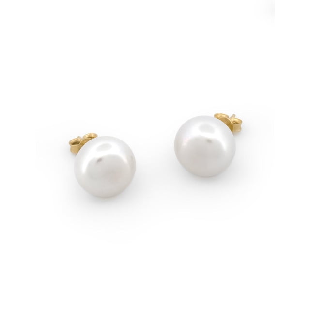 Aretes Perla Natural Cultivada 10 mm Oro Sólido 10k