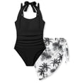 thumbnail image 3 of Girls Swimsuit 3 Pieces Quick-Dry Girls Bathing Suit Drawstring Bottoms Ruched Color Block Girls Bikini Ruffle Ruched Cutout Tankini Sets Girl Swimwear Swim Suit, 3 of 6
