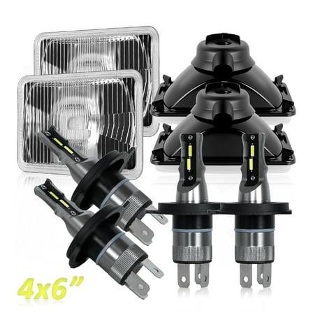 BSBSDJB 4pcs For International Harvester 9300 1988-2000 4x6inch LED Headlights High/Low Beam