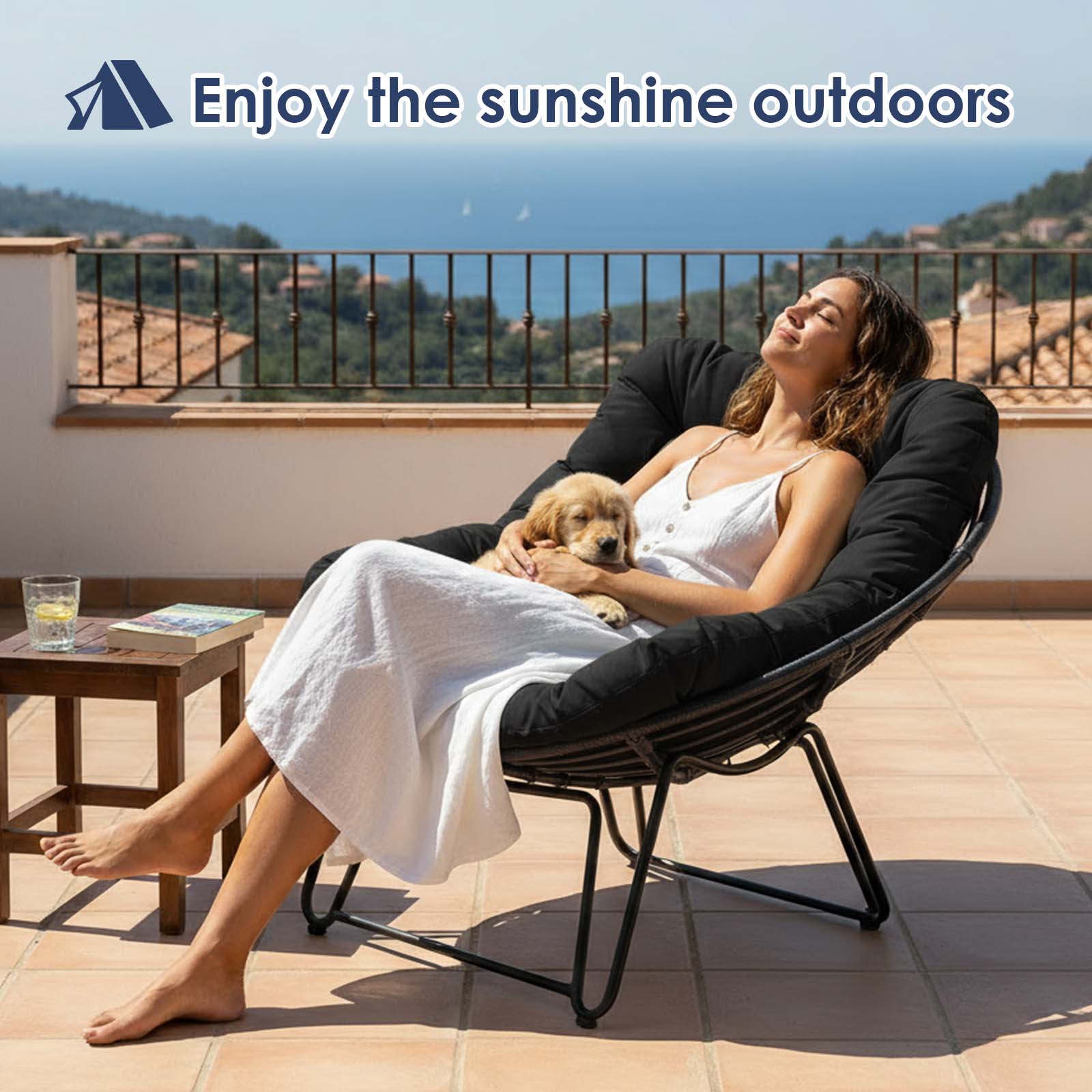Eurhowing 4" Thick Egg Chair Cushion Replacement, Waterproof & Non-Slip Outdoor Patio Swing Chair Cushions, High-Density Soft Hanging Basket Seat Cushion, Black