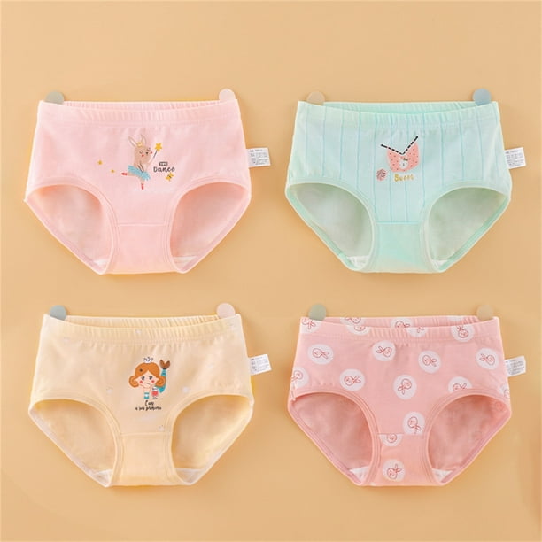 Ketyyh-chn99 Girls' Cotton Briefs Panties Girls Cotton Underwear Kids  Assorted Panties Teens Briefs (4 Pack) Pink,3-4 Years