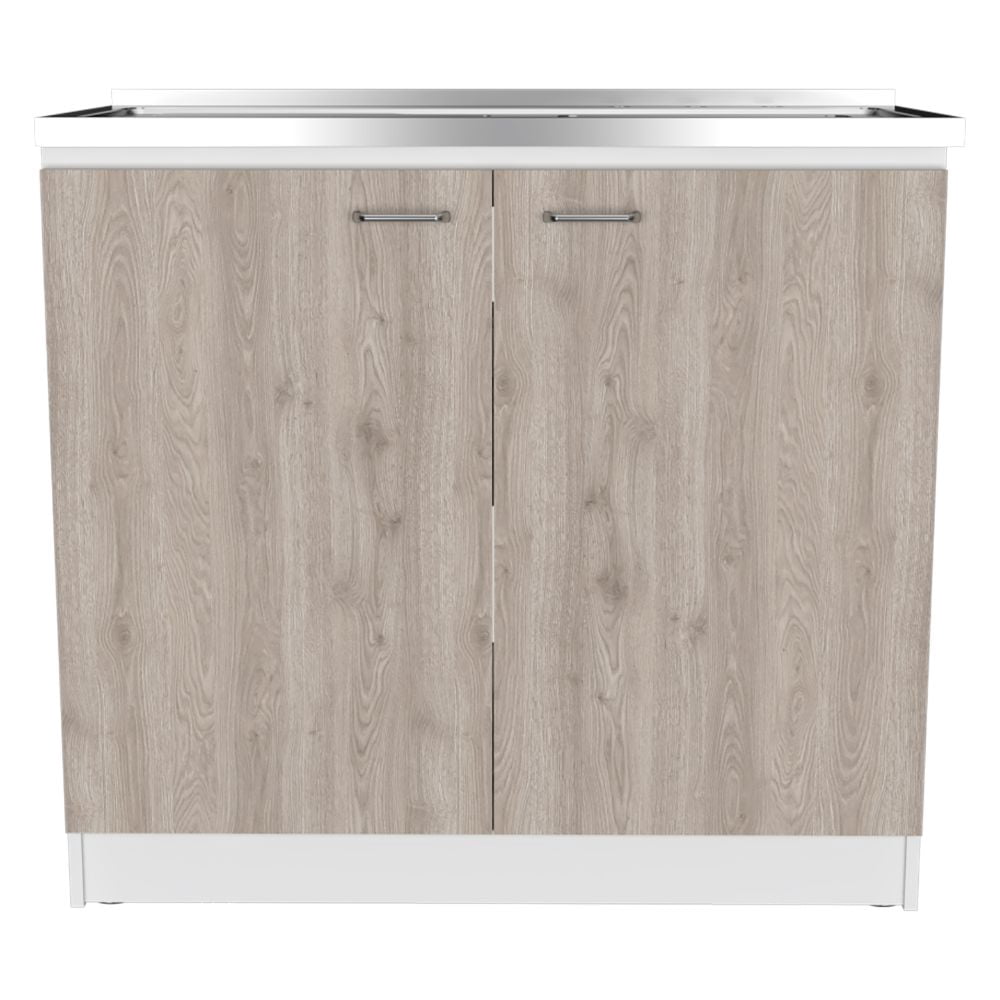 Rainlex 39" Freestanding Utility Sink Cabinet with Stainless Steel Countertop, Double Utility Basins, Soft-Close Storage Doors