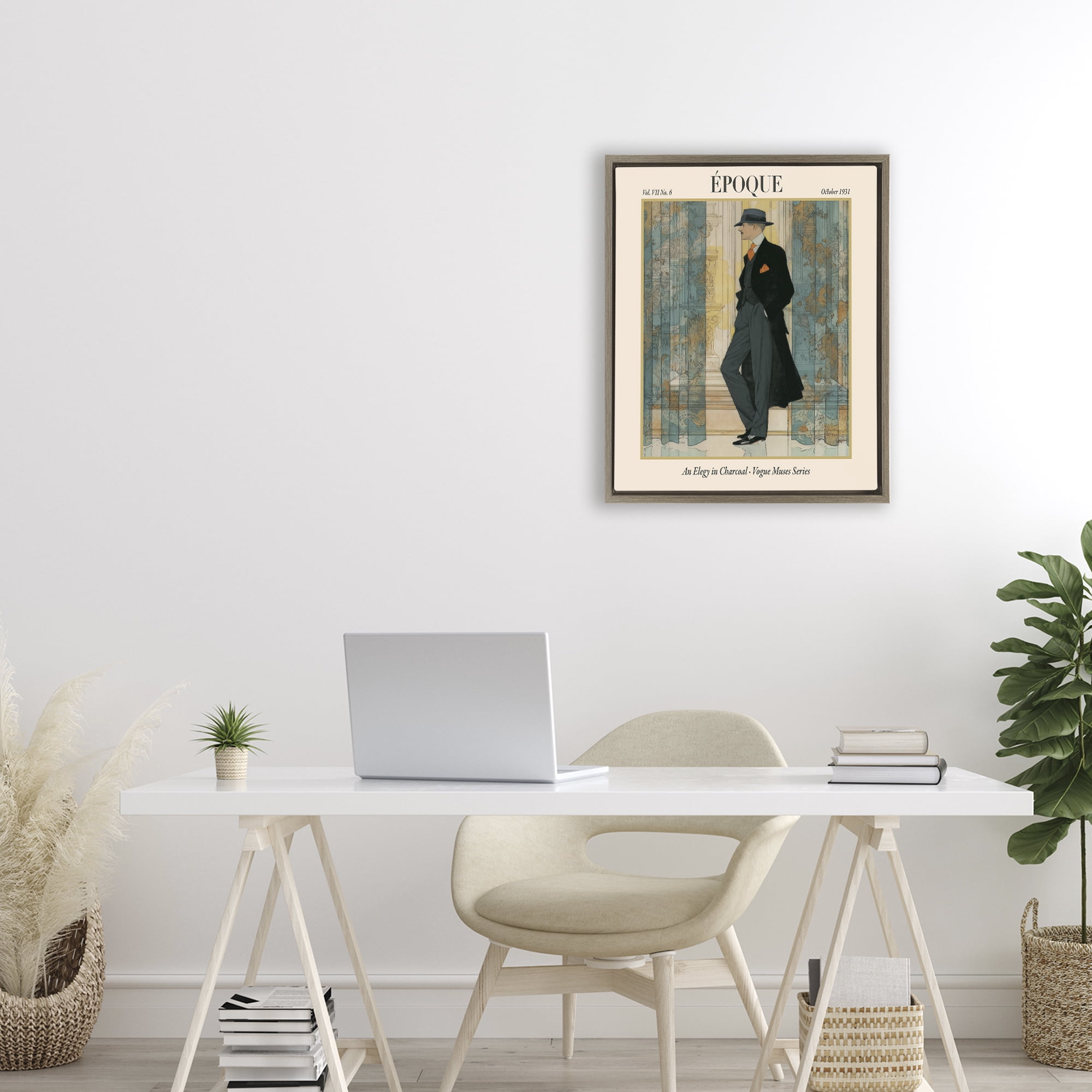 Stupell Industries The Gentleman Magazine Brown Framed Floater Canvas Wall Art, design by A Barefoot Stylist