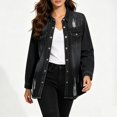 thumbnail image 2 of Miaoju Womens Jean Jacket 2026 Basic Trendy Long Sleeve Denim Jackets Button Down Fitted Western Coat with Pockets, Black L, 2 of 6