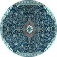 thumbnail image 1 of Ahgly Company Indoor Round Medallion Light Blue Traditional Area Rugs, 8' Round, 1 of 4