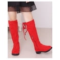 thumbnail image 4 of Ritualay Girls Plush Lined Knee-High Boots Fashion Pull On Winter Boot Non-Slip Outdoor Shoes Red 5.5Y, 4 of 8