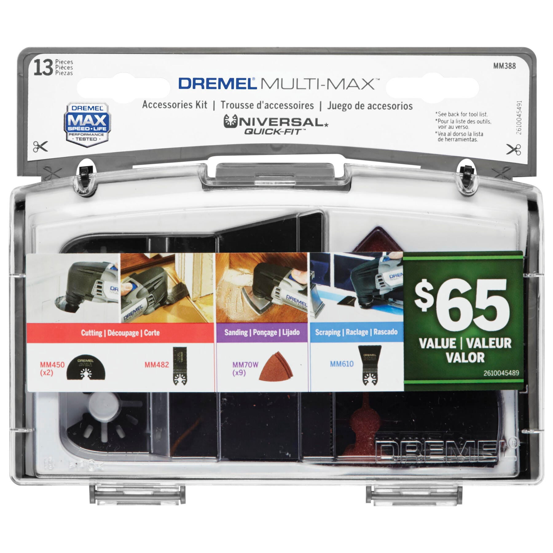 Dremel MM388 Universal Quick Fit Oscillating Tool Accessory Kit for Cutting, Sanding, and Scraping, 13 Pieces