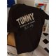thumbnail image 1 of Women'S "Tommy" Graphic Tee - Casual Crew Neck Short Sleeve T-Shirt, Light Blue with Golden Lettering, Summer Fashion Top for Casual Attire, Ladies T Shirt, 1 of 6