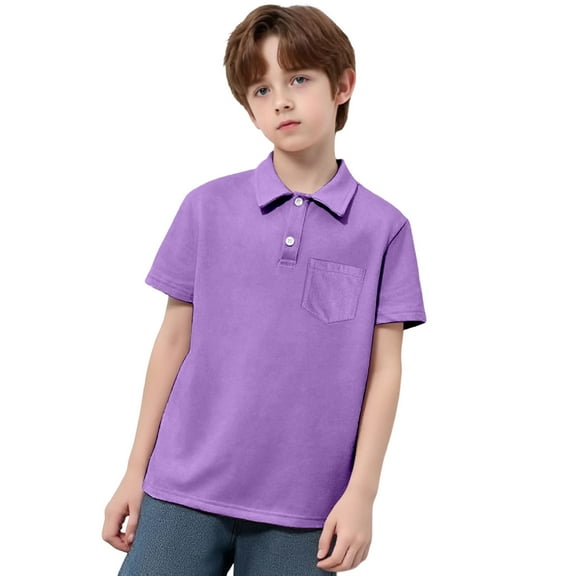 Boys Shirts - Boys Girls Striped T-Shirt with Pocket Short Sleeve Casual Top Summer Striped Tee Fun Practical Design School Outdoor Play Shirt - Shirts for Boys,Color:Purple,Size:13-14 Years