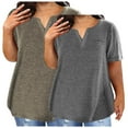 thumbnail image 1 of Soki 2PC Women's Plus Size Short Sleeve Tee V-neck Solid Color Oversized T-shirt Tops for Summer L-5XL, 1 of 3