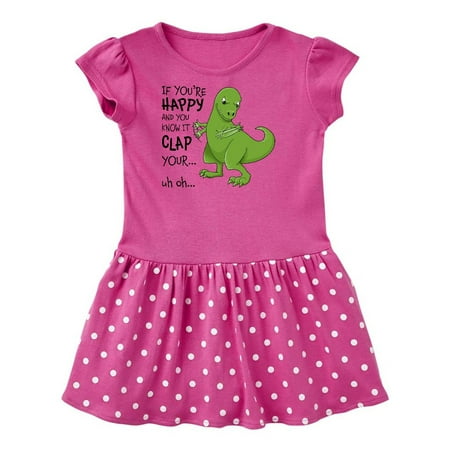 

Inktastic T-Rex Can t Clap Gift Toddler Girl Dress
