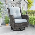 thumbnail image 4 of MeetLeisure 1 PCS Outdoor Swivel Rocker Patio Chair, Wicker Furniture with High Back, Deep Seating, Wide Armrest, Thick Cushions for Deck Porch, Sky Blue, 4 of 11