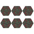 thumbnail image 2 of Honeii Strawberry Print Leather Coaster Set of 6, Ideal for Safeguarding Your Furniture from Drinks Spills and Effortless Cleanup,Hexagon, 2 of 7