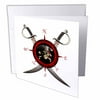 Pirate themed compass rose with pirate skull and swords. 1 Greeting Card with envelope gc-295615-5