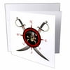 Pirate themed compass rose with pirate skull and swords. 6 Greeting Cards with envelopes gc-295615-1