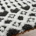 thumbnail image 7 of Hauteloom Promp Shaggy Farmhouse Hallway, Entryway, Kitchen Runner Rug - Bohemian Moroccan Trellis High Plush Pile - Shag Carpet - Black, White - 2'7" x 7'3", 7 of 7